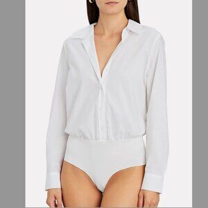 NWT $360 L'Agence Blake Cotton Button-Down Bodysuit White Sz Small
